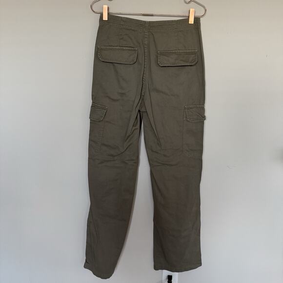 Zara Womens Cargo Pants 4 Green Straight Leg Pockets Y2K Gorpcore Streetwear - Picture 7 of 7